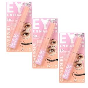 Lot Of 3 Brown Mascara Eye Enhancer 3D Curl Lift Fan Sealed 810 Dark Chocolate